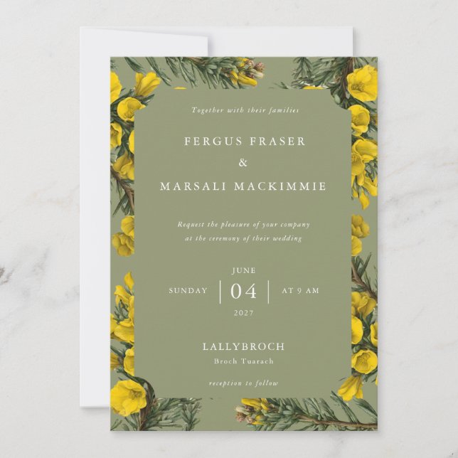 Gorse Botanical Pattern Invitation (Front)