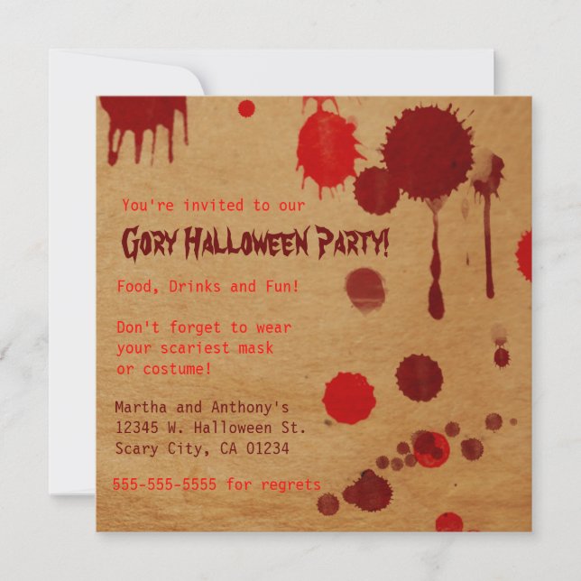 Gory Halloween Party Bash Invitation (Front)