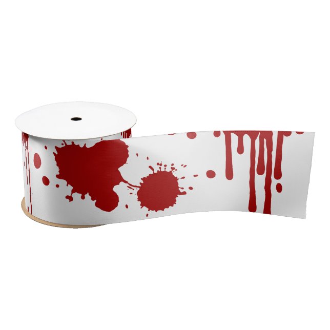 Gory Red Bloodstains Blood Spatter Satin Ribbon (Spool)