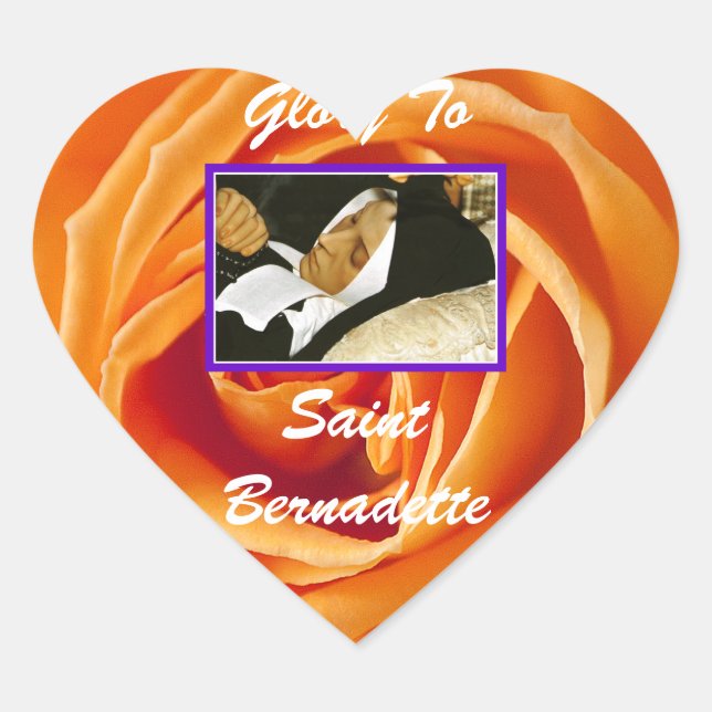 Gory To Saint Bernadette Heart Sticker (Front)