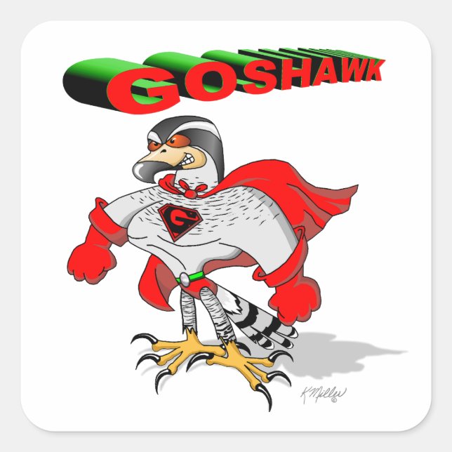 Goshawk Cartoon Square Sticker (Front)