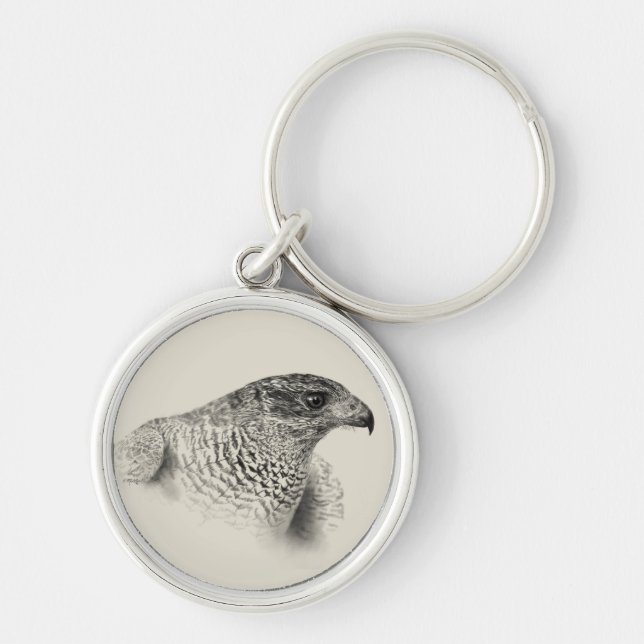 Goshawk Drawing Key Ring (Front)