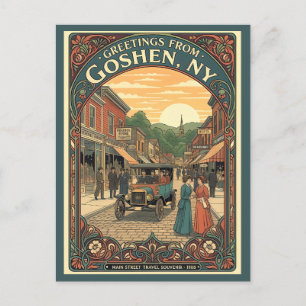 Goshen NY Main Street 1908 Vintage Style Postcard