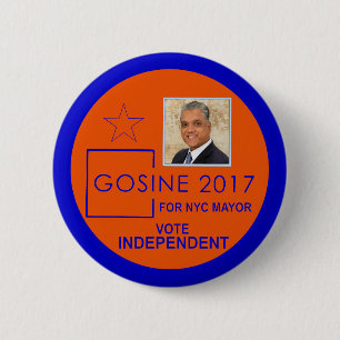 Gosine for New York Mayor 2017 6 Cm Round Badge