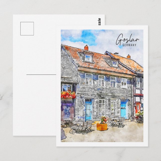 Goslar Germany Travel Place Watercolor Postcard (Front/Back)