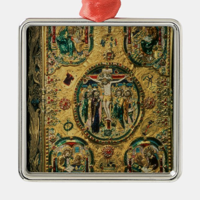 Gospel cover, gold with repousse metal tree decoration (Front)