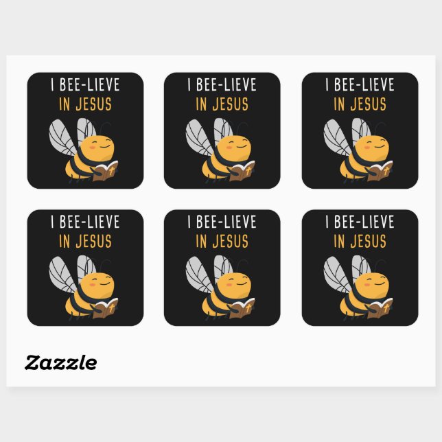 Gospel Kids Christian Faith: I Bee-lieve in JESUS Square Sticker (Sheet)