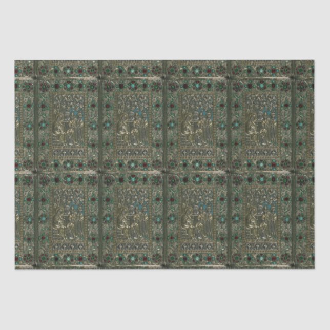 Gospel Manuscript Book Cover Nativity Scene Jewels Tissue Paper (Front)