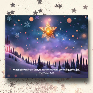 Gospel of Matthew Verse Bokeh Christmas Star  Holiday Postcard