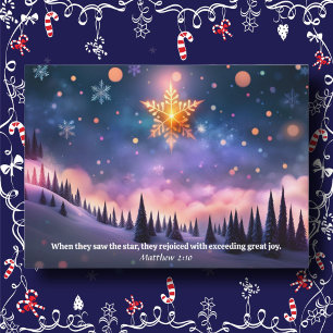 Gospel of Matthew Verse Christmas Star Bokeh Holiday Card