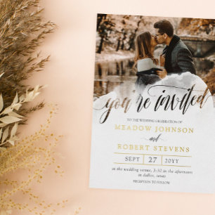 Gossamer Overlay Gold Foil Photo Informal Wedding