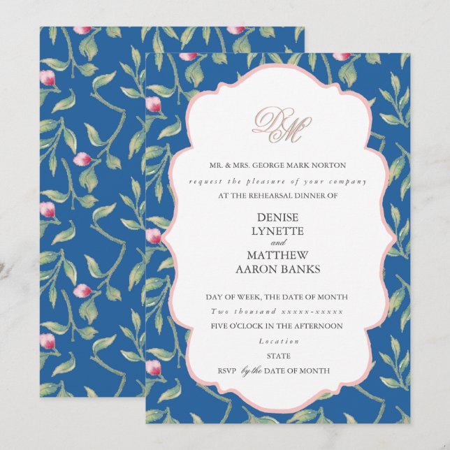 Gossamer Pink Rehearsal Dinner Invitation (Front/Back)