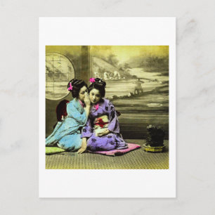 Gossip Geisha Girls of Old Japan Vintage Japanese Postcard