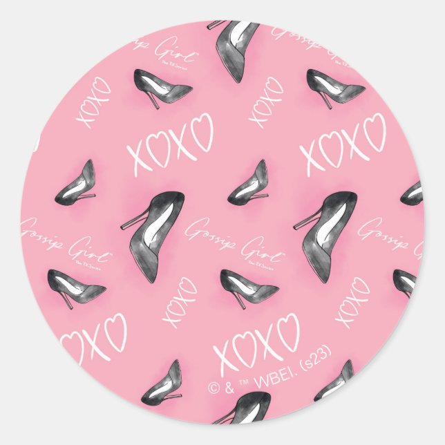 Gossip Girl High Heels Pattern Classic Round Sticker (Front)