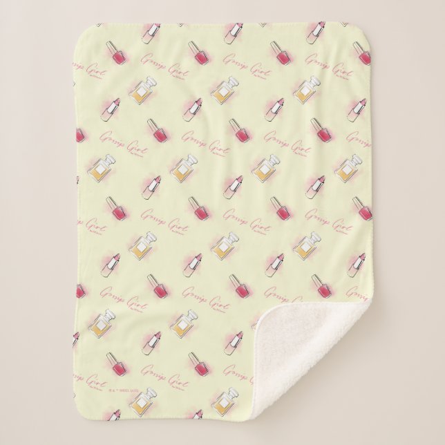 Gossip Girl Lipstick & Perfume Pattern Sherpa Blanket (Front)