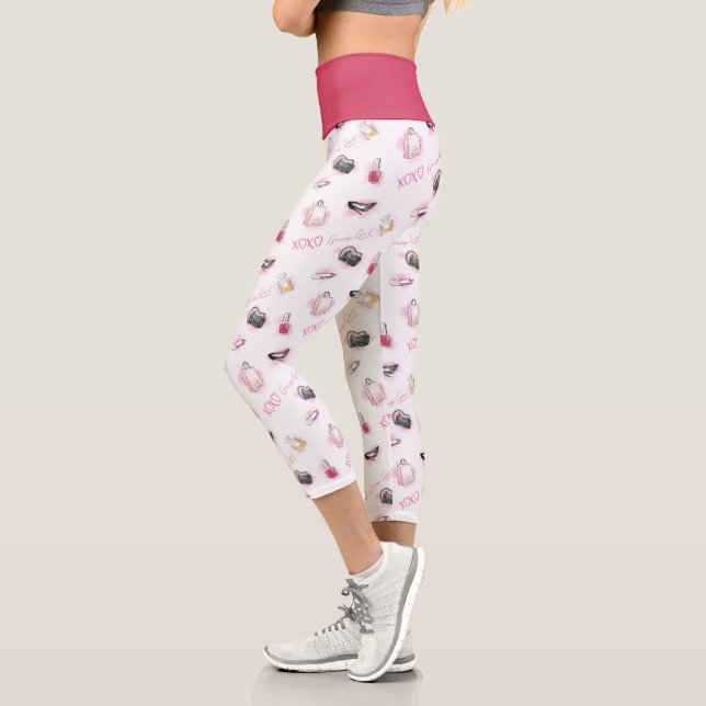 Gossip Girl Makeup Pattern Capri Leggings (Left)