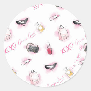 Gossip Girl Makeup Pattern Classic Round Sticker