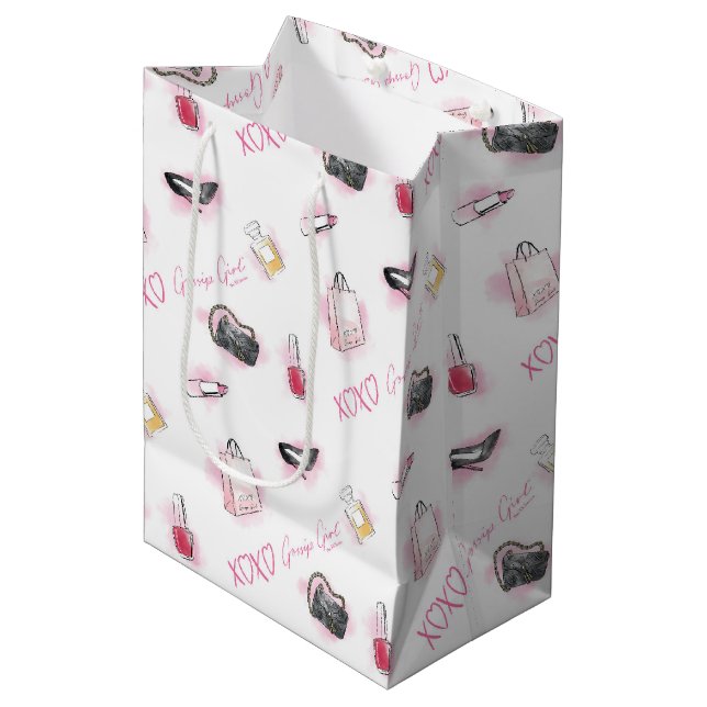 Gossip Girl Makeup Pattern Medium Gift Bag (Front Angled)