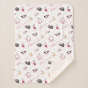 Gossip Girl Makeup Pattern Sherpa Blanket