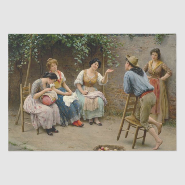 Gossip in the Garden (Italian Scene) Tissue Paper (Front)