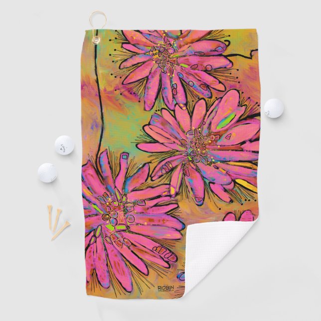 "Got a Crush on You" Pink Daisy Golf Towel (InSitu)