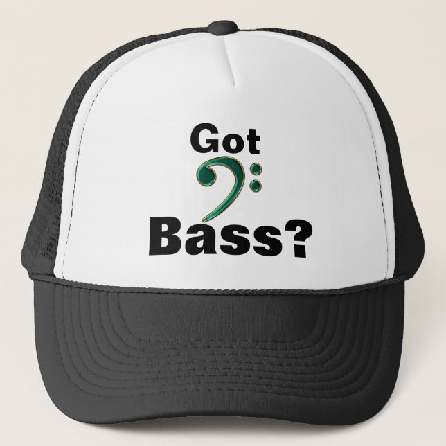 Got Bass? Green Bass Clef Music Hat (Front)