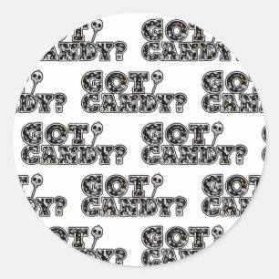 Got Candy? Black & White Skulls Sucker Halloween Classic Round Sticker