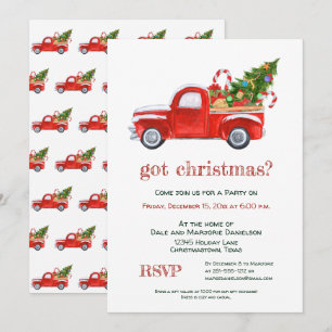Got Christmas Rustic Vintage Red Truck Party Invitation