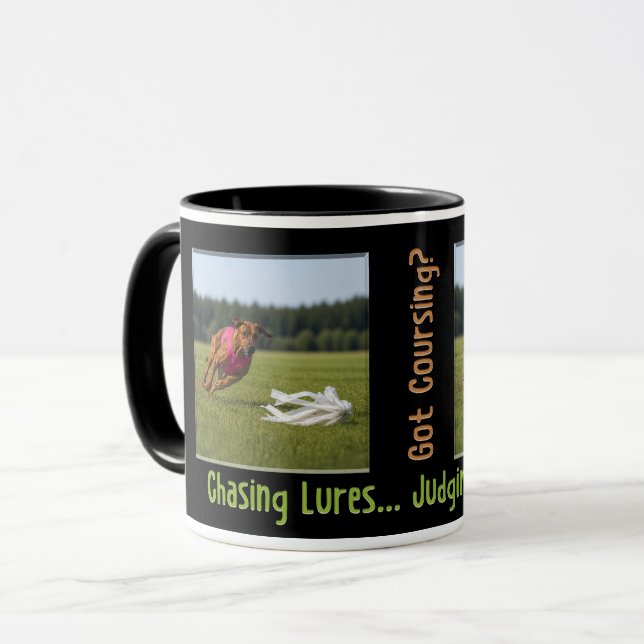 Got Coursing? Mug - Chasing Lures, Judging Humans (Front Left)