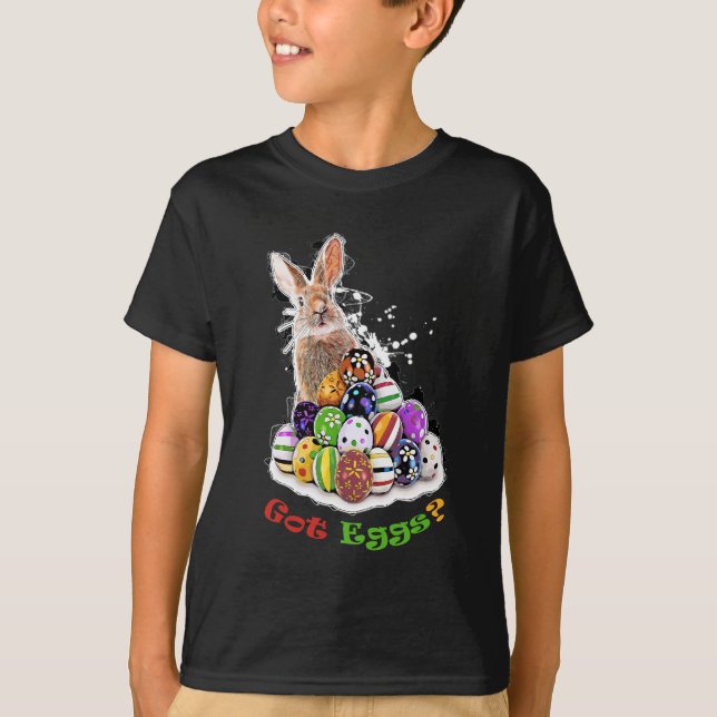 Got Eggs? Funny Easter Bunny Eggs T-Shirt (Front)