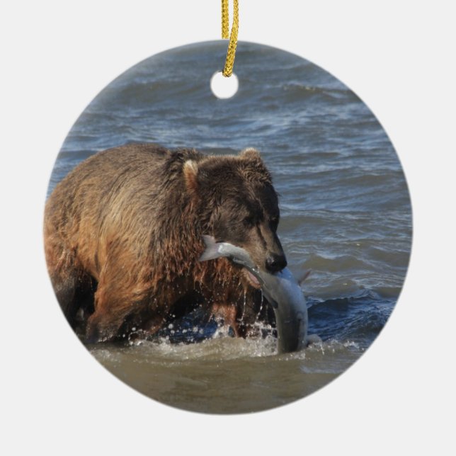 Got Fish? Alaska Brown Bear gifts Ceramic Tree Decoration (Front)