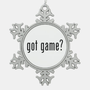 got game? snowflake pewter christmas ornament