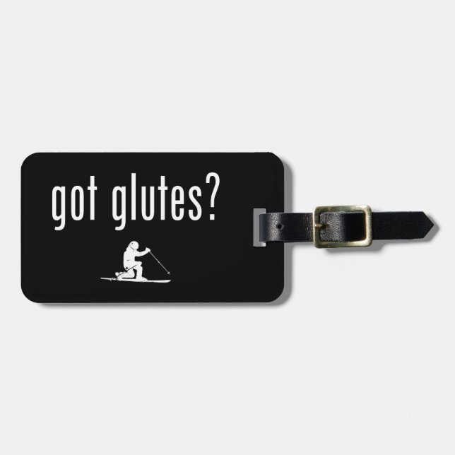 Got Glutes Telemark Skiing Luggage Tag (Front Horizontal)