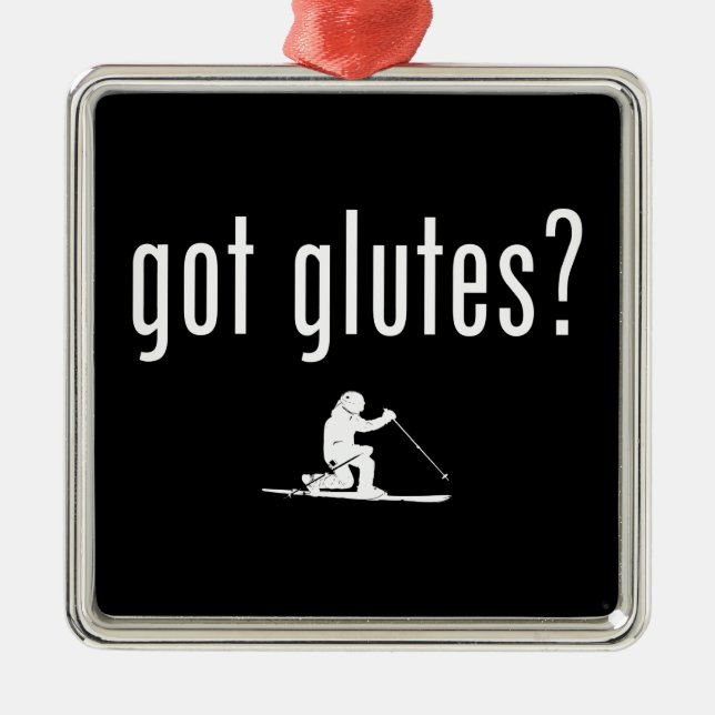 Got Glutes Telemark Skiing Metal Tree Decoration (Front)
