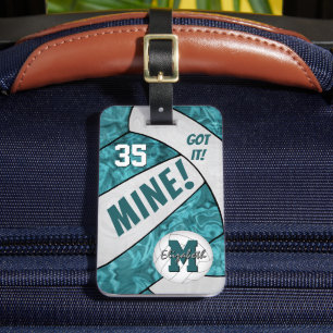 Got it! girls teal white volleyball team colours luggage tag