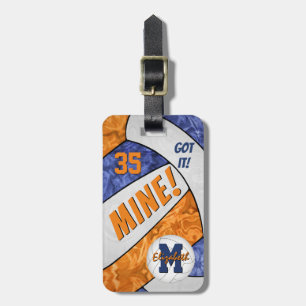 Got it! girls volleyball blue orange team colours luggage tag
