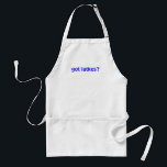 got latkes? apron<br><div class="desc">At last, you can answer the perennial Chanukah question with a question. One caution: when you wear this apron, be prepared to deliver!</div>