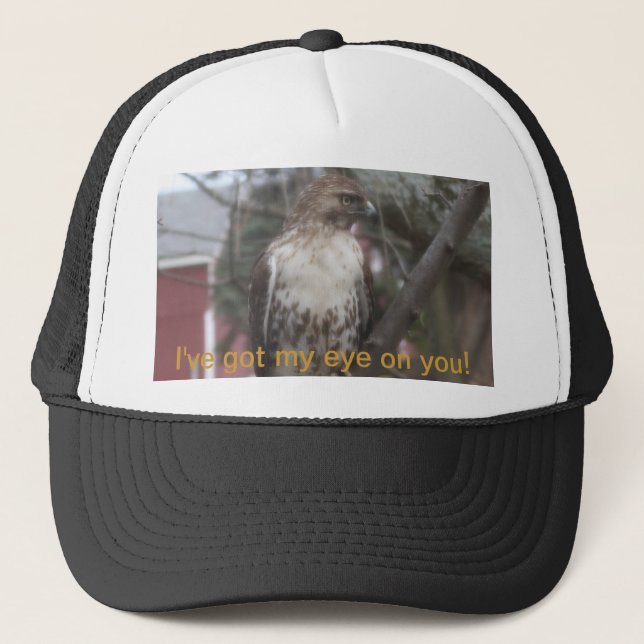 Got My Eye on You Hawk Humour Trucker Hat (Front)
