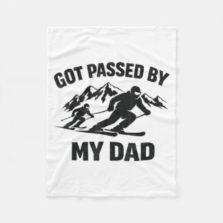 Got passed by dad skiing family winter sports fun fleece blanket