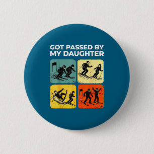 Got Ped By My Daughter Funny Retro Skiing  6 Cm Round Badge