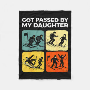 Got Ped By My Daughter Funny Retro Skiing  Fleece Blanket