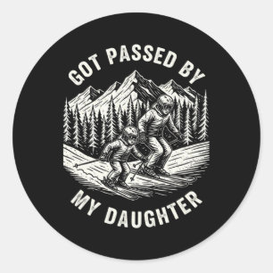 Got Ped By My Daughter Funny Ski Dad Retro Vintage Classic Round Sticker