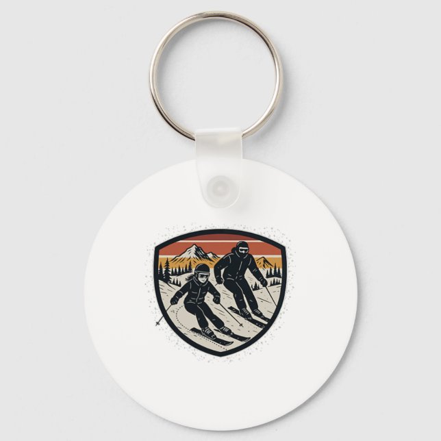 Got Ped By My Daughter Funny Skiing 2 Sided  Key Ring (Front)