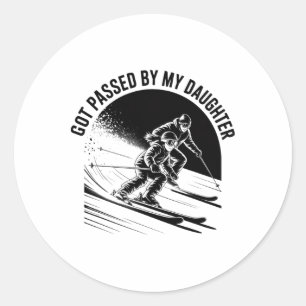 Got Ped By My Daughter Funny Skiing _6 Classic Round Sticker