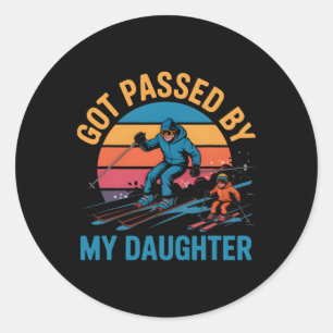 Got Ped By My Daughter Funny Skiing Dad Father Ski Classic Round Sticker