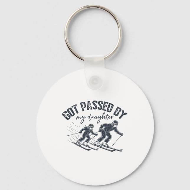 Got Ped By My Daughter Funny Skiing Dad Men  Key Ring (Front)