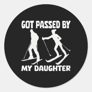 Got Ped By My Daughter Funny Skiing Father's Day Classic Round Sticker