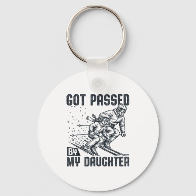 Got Ped By My Daughter Funny Skiing Ski Dad Winter Key Ring (Front)