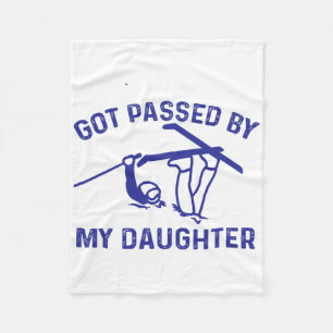 Got Ped By My Daughter Funny Skiing White Fleece Blanket