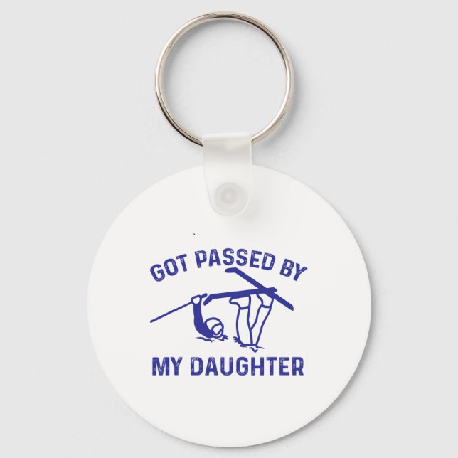 Got Ped By My Daughter Funny Skiing White  Key Ring (Front)